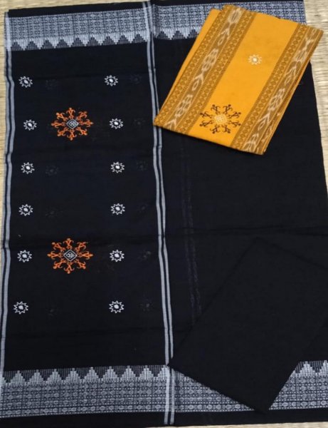 Black and Yellow handwoven ikat salwar suit piece